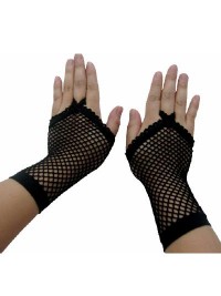 Dámské sexy síťované rukavice krátké - Černá