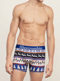 Pánské boxerky A&F Winter Print Boxers - Modrá