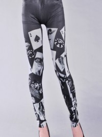 Dámské dlouhé legíny jeans - Poker Cards