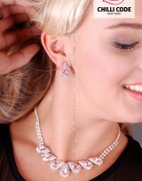 Štrasová sexy souprava Pink - náhrdelník a náušnice