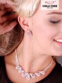 Štrasová sexy souprava Pink - náhrdelník a náušnice
