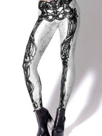 Dámské dlouhé legíny Skeleton - Bílá