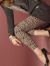 Dámské pletené dlouhé legíny - Leopard Blush