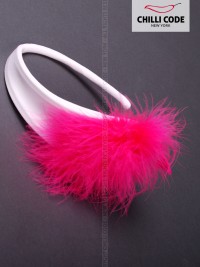 Dámská C string tanga - Pink Feather - Bílá