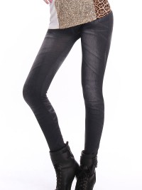 Dámské dlouhé legíny jeans - Black Strap