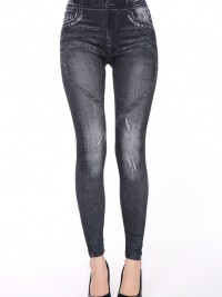 Dámské dlouhé legíny jeans - Black Heart