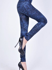 Dámské dlouhé legíny jeans - Hot blue
