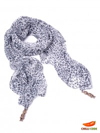 Maxi šátek s přívěskem Leopard - Šedá