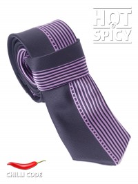 Úzká kravata slim - Černá Purple stripes