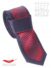 Úzká kravata slim - Černá Red waves