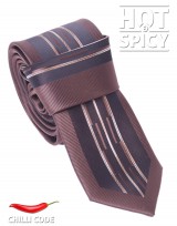 Úzká kravata slim - Hnědá Variety