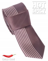 Úzká kravata slim - Hnědá Strips and cubes
