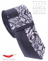 Úzká kravata slim - Černá Silver brick