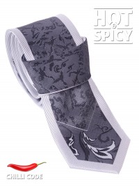 Úzká kravata slim - Černá Grey splash