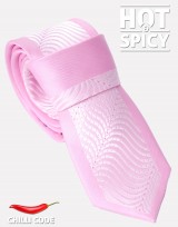 Úzká kravata slim - Růžová Pink waves