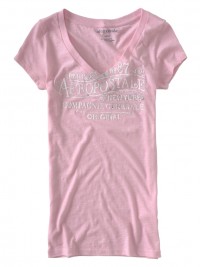 Dámské triko V-Neck NY & Paris Sparkly Slub Graphic - Růžová