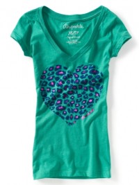 Dámské triko Leopard Heart V-Neck - Zelená