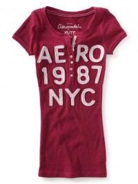 Dámské triko Aero NYC 87 Ribbed Henley - Červená