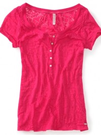 Dámské triko Burnout Henley - Růžová