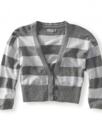 Dámský svetr Striped Dolman-Sleeve Cropped Cardigan - Šedá