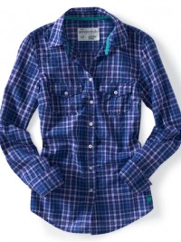 Dámská košile Long-Sleeve Plaid Woven - Modrá