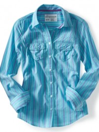 Dámská košile Long-Sleeve Striped Woven - Modrá