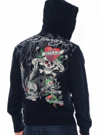 Pánská mikina Destiny Wingskull Rhinestone - Černá