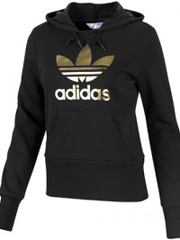 Dámská mikina Trefoil Logo Hoodie  - Černá/Zlatá