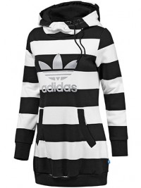 Dámská mikina Long Striped Hoodie - Černá