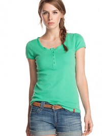 Dámské triko Henley - Zelená