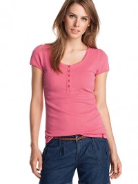 Dámské triko Henley - Růžová