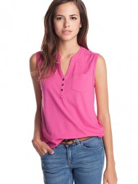 Dámské triko Henley2 - Růžová